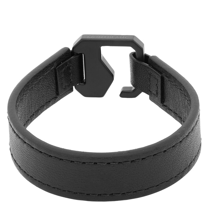 Montblanc Extreme Black Leather Bracelet, Size 60 12382960