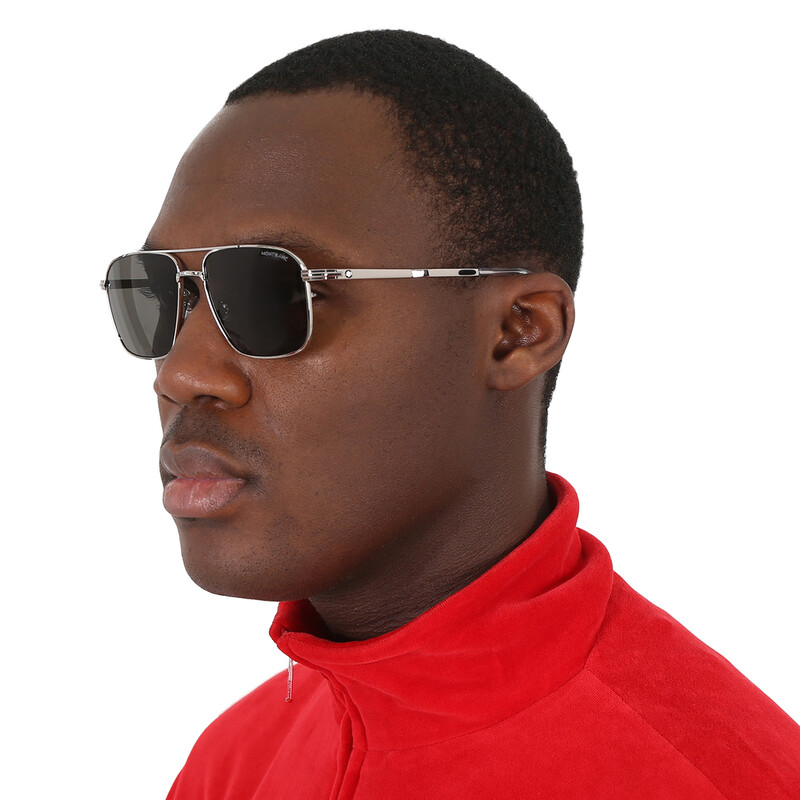 Montblanc Gray Rectangular Men's Sunglasses MB0278S 001 56