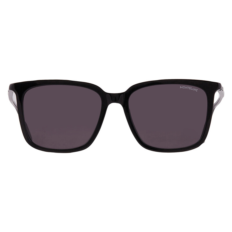 ウ*メ様 MONTBLANC ブラック サングラス 角型 Montblanc Grey Square Men's Sunglasses MB0084SK 001 56