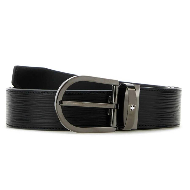 Montblanc Horseshoe Buckle Black 35 mm Leather Belt 199641