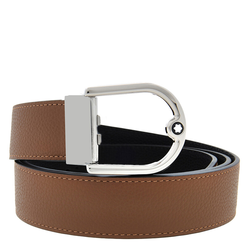 Montblanc Horseshoe Buckle Grainy 35mm Reversible Leather Belt