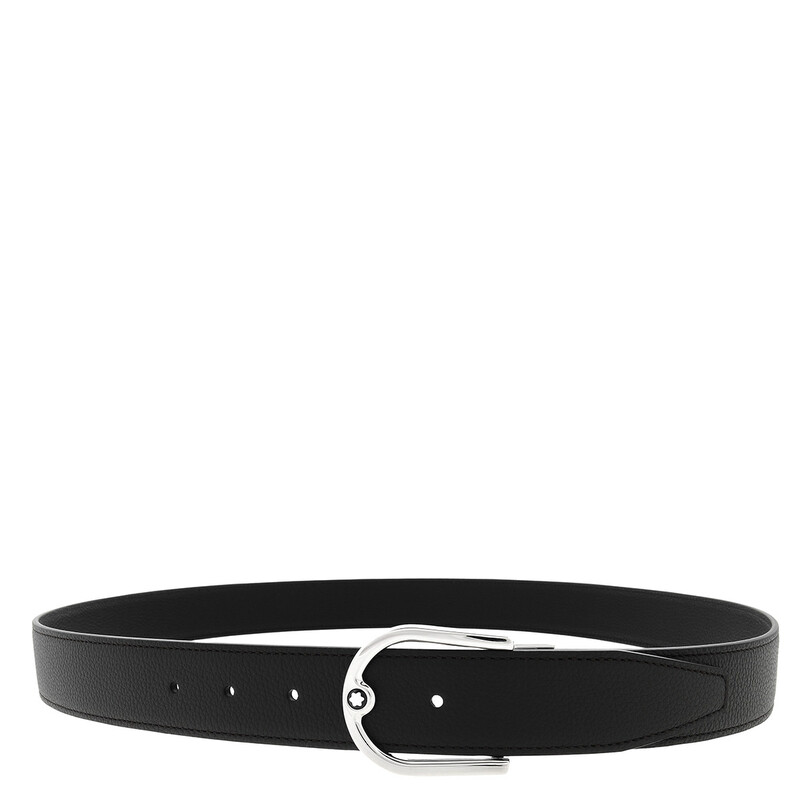 Montblanc Horseshoe Buckle Grainy 35mm Reversible Leather Belt