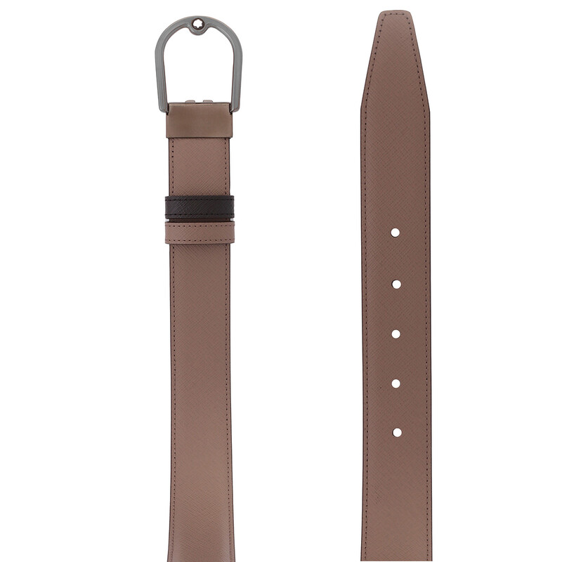MONTBLANC ブラウン スエード ベルト Montblanc Horseshoe Buckle Saffiano Printed Reversible Leather