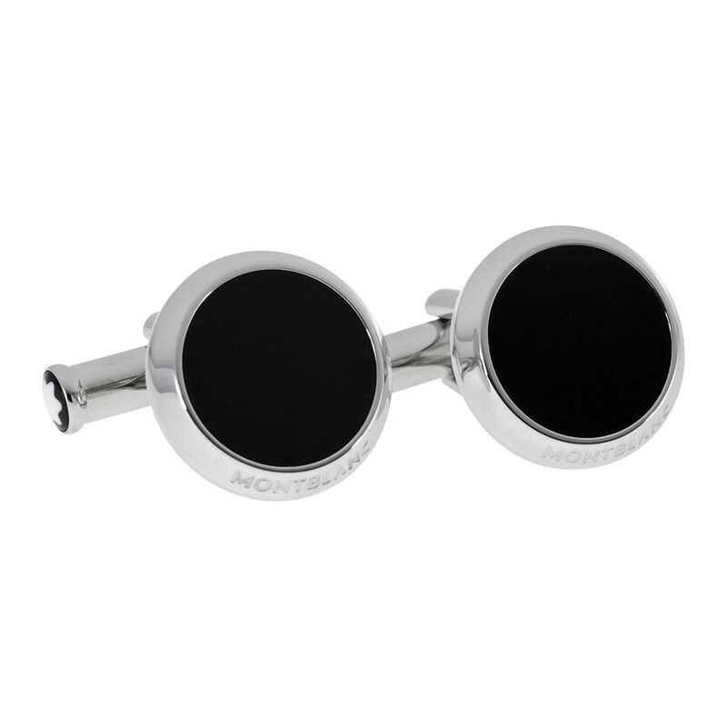 Montblanc Iconic Stainless Steel Black Onyx Cufflinks 112896