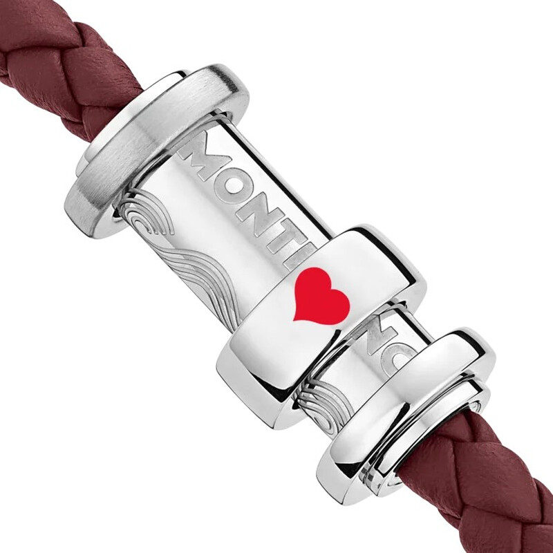MontBlancワインレッド レザー ブレスレット Montblanc Steel & Red Leather Bracelet, Size 60 - Walmart.com