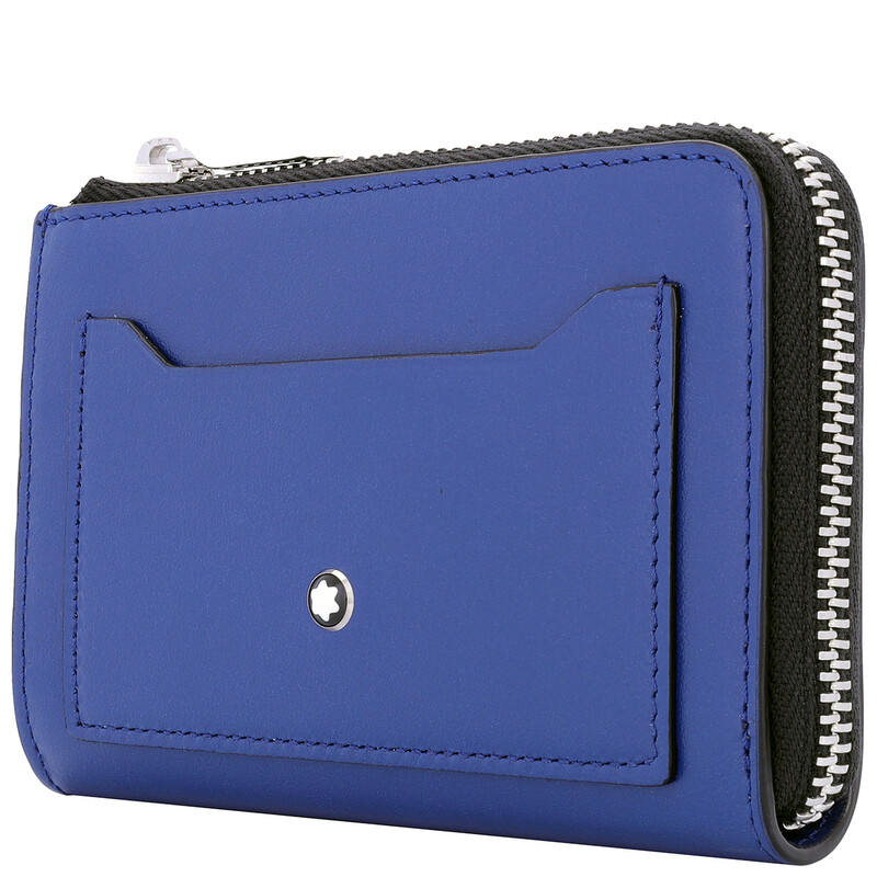 Mont Blanc ネイビー レザー キーケース Montblanc Meisterstuck Key Pouch with 4cc 129690 4062037080192