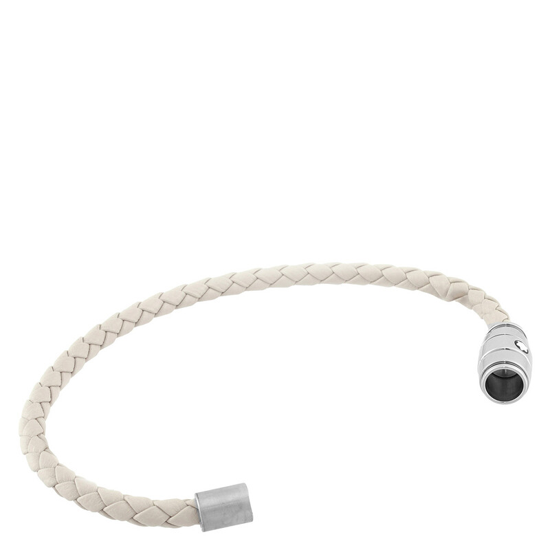 MONTBLANC ドイツ製　スチール ブレスレット Montblanc Meisterstuck Steel & Cloudy Beige Leather Bracelet, Size