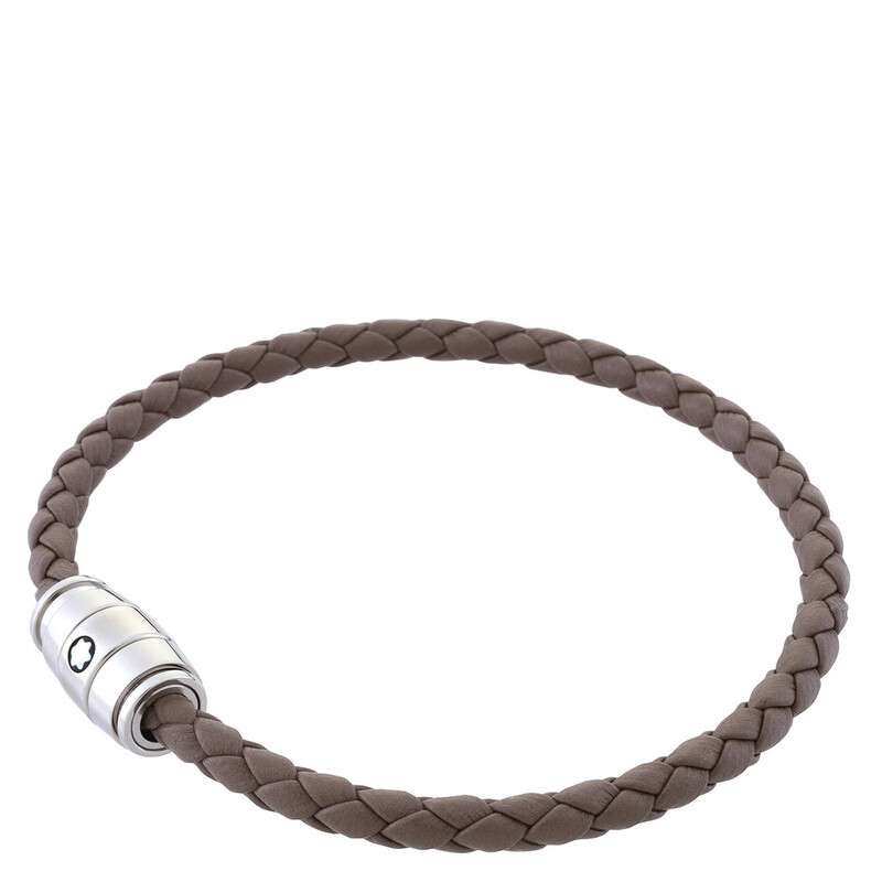 Montblanc Meisterstuck Steel & Mastic Leather Bracelet, Size 68