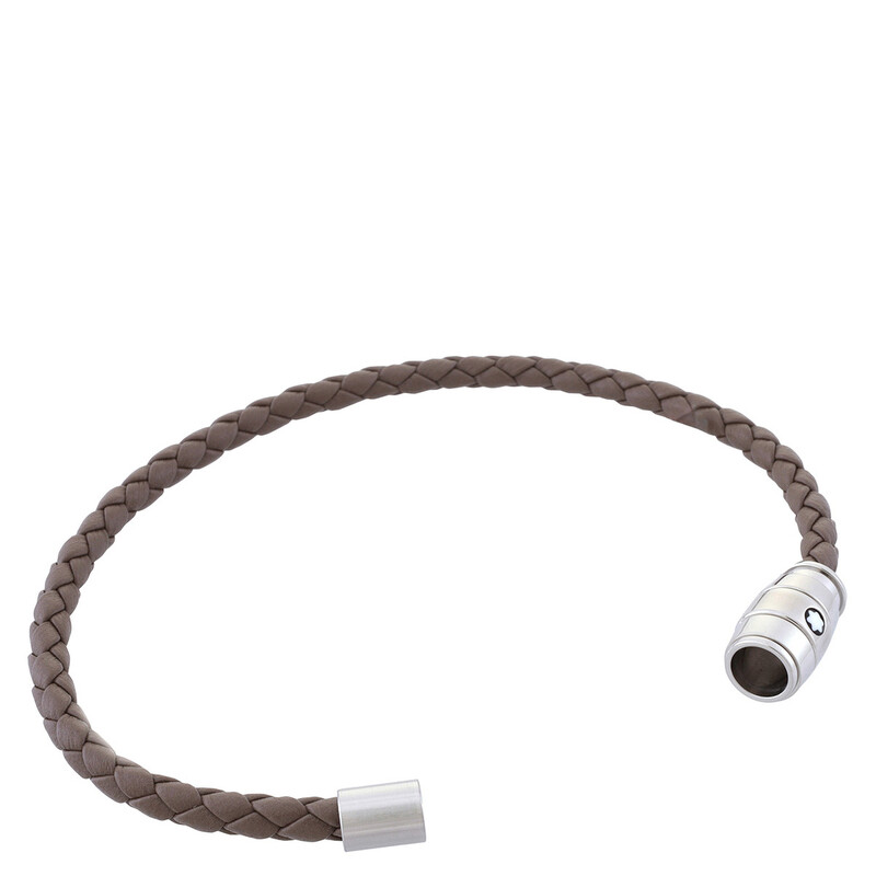 Montblanc Meisterstuck Steel & Mastic Leather Bracelet, Size 68