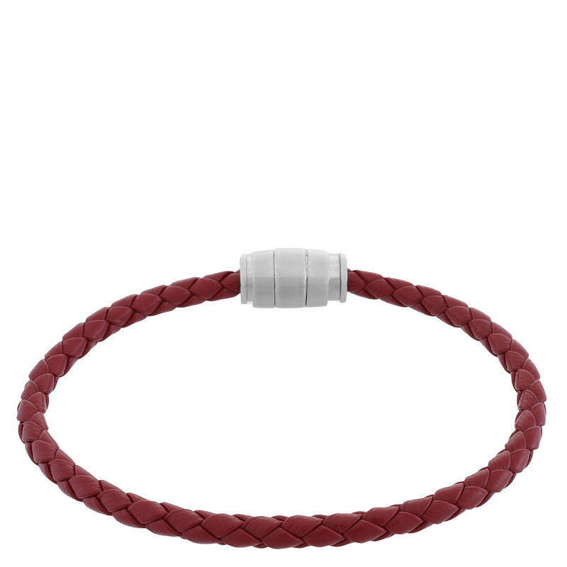 MONTBLANC ドイツ製　スチール ブレスレット Montblanc Meisterstuck Steel & Cloudy Beige Leather Bracelet, Size