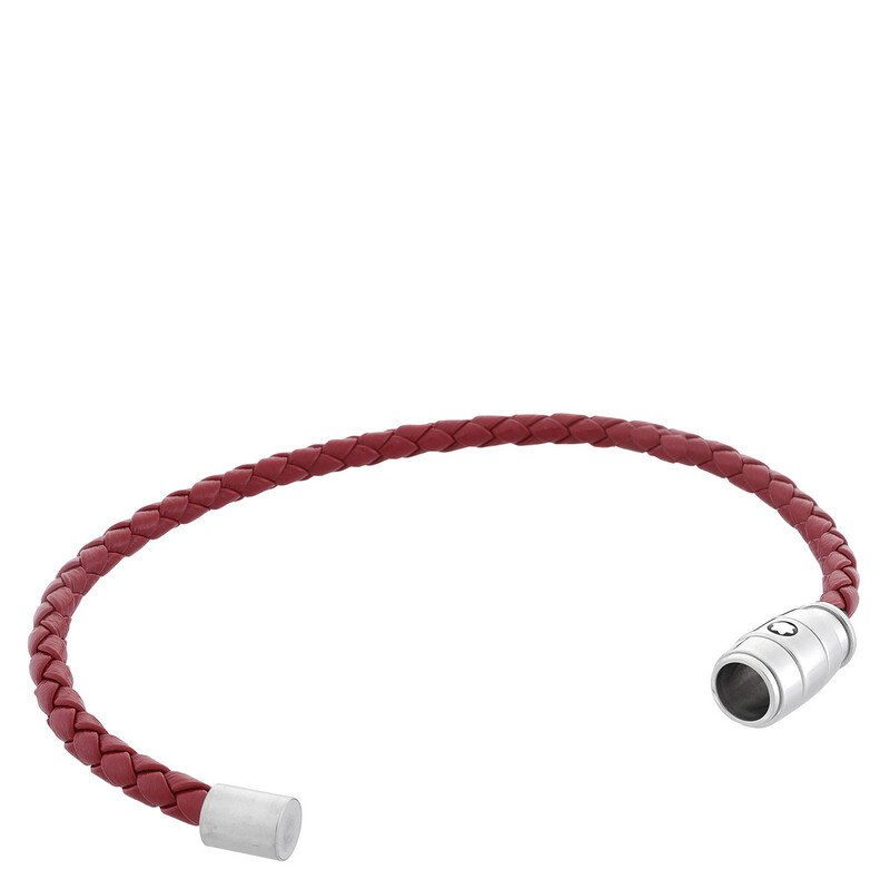 Montblanc Meisterstuck Steel & Russet Leather Bracelet, Size 63