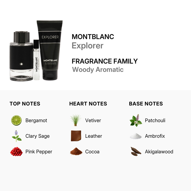 blanc セット Montblanc Men's Explorer 3pcs EDP Gift Set Fragrances
