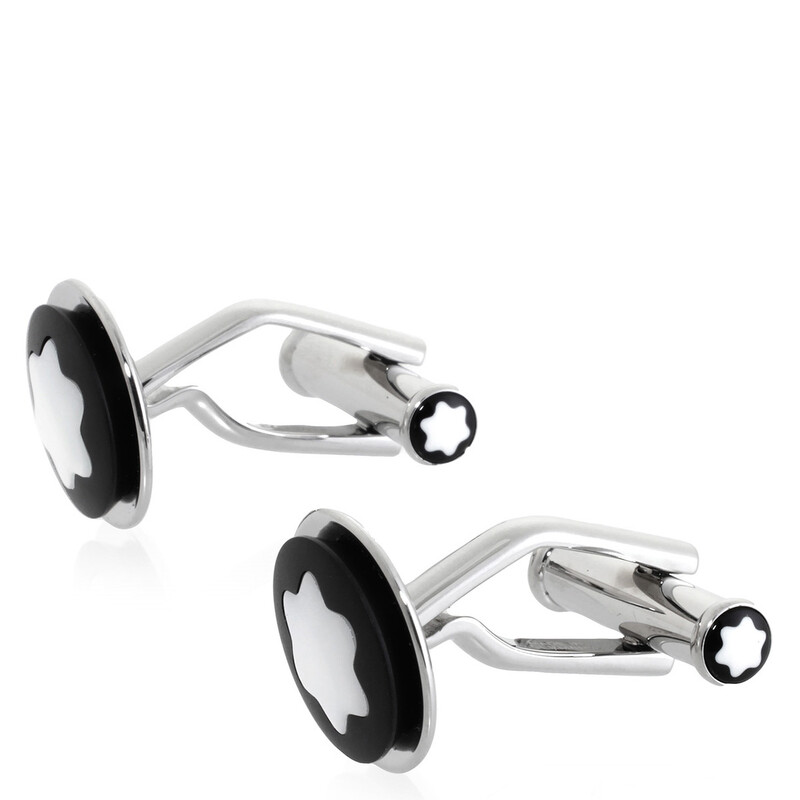 MONTBLANC カフスリンクス_navy mother of pearl Montblanc Round Mother of Pearl Cufflinks 123810 4017941949905