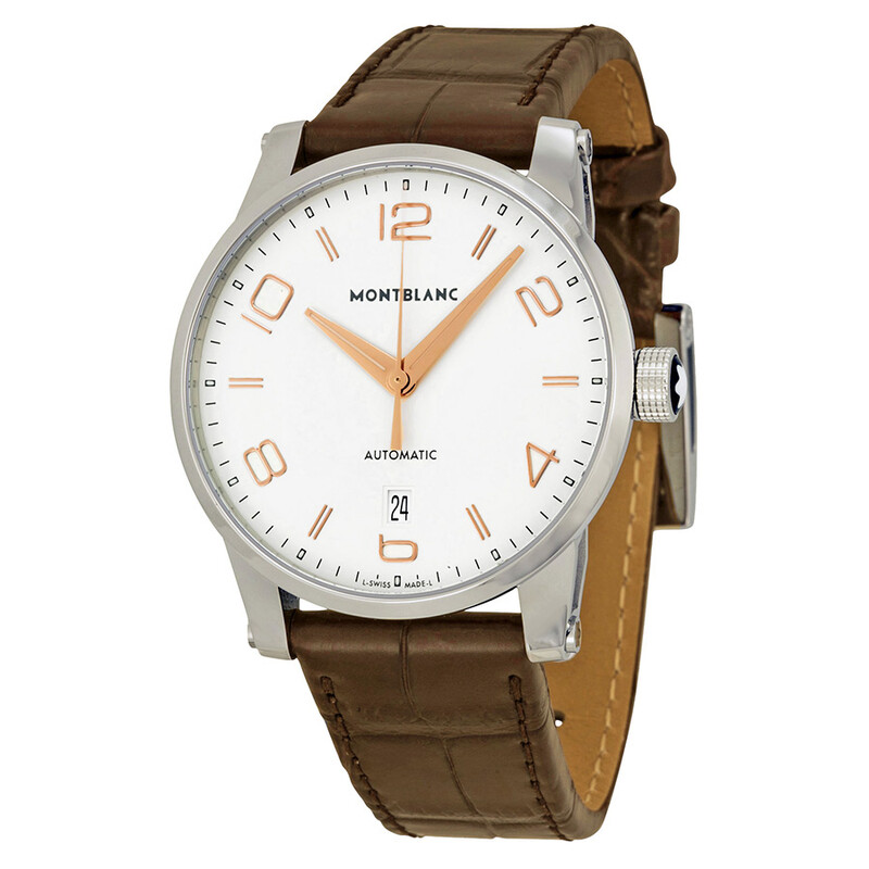 Montblanc Timewalker Automatic White Dial Brown Leather Men's
