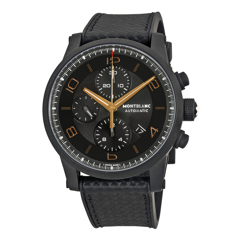 Montblanc Timewalker Chronograph Black and Grey Dial Black Leather