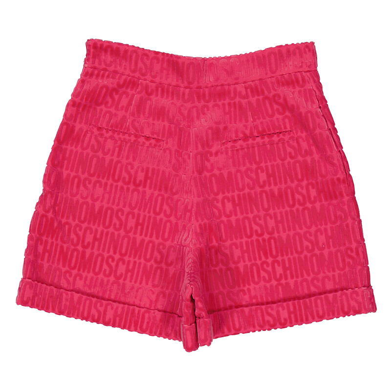 Moschino Fantasy Print Fucsia All-Over Logo Shorts, Brand Size 38