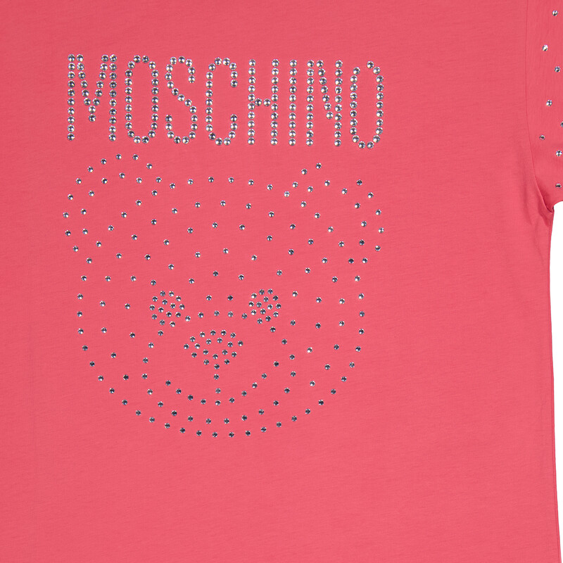 Moschino Fuschia Crystal Teddy Bear Oversize Cotton T-Shirt, Size