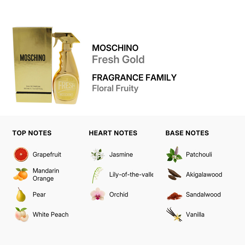Moschino Ladies Fresh Gold EDP Spray 3.4 oz (100 ml) 8011003838011