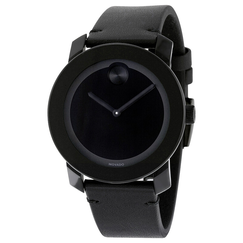 Movado Bold Black Museum Dial Black Leather Unisex Watch  display picture 1
