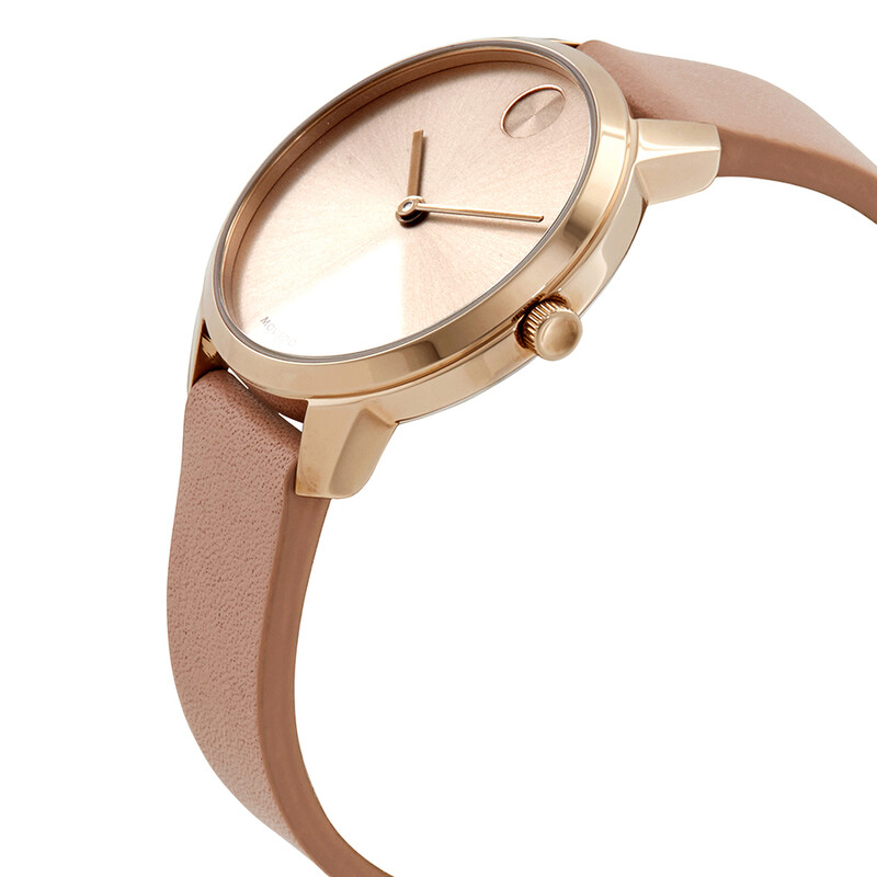 Movado Bold Carnation Gold Dial Pink Leather Ladies Watch  display picture 1