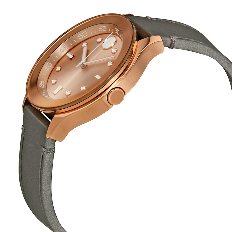 Movado Bold Rose Dial Charcoal Gray Silicone Ladies Watch 3600458 ...