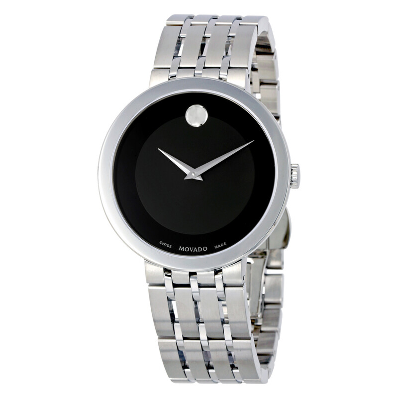 Movado Esperanza Black Dial Stainless Steel Men's Watch 0607057