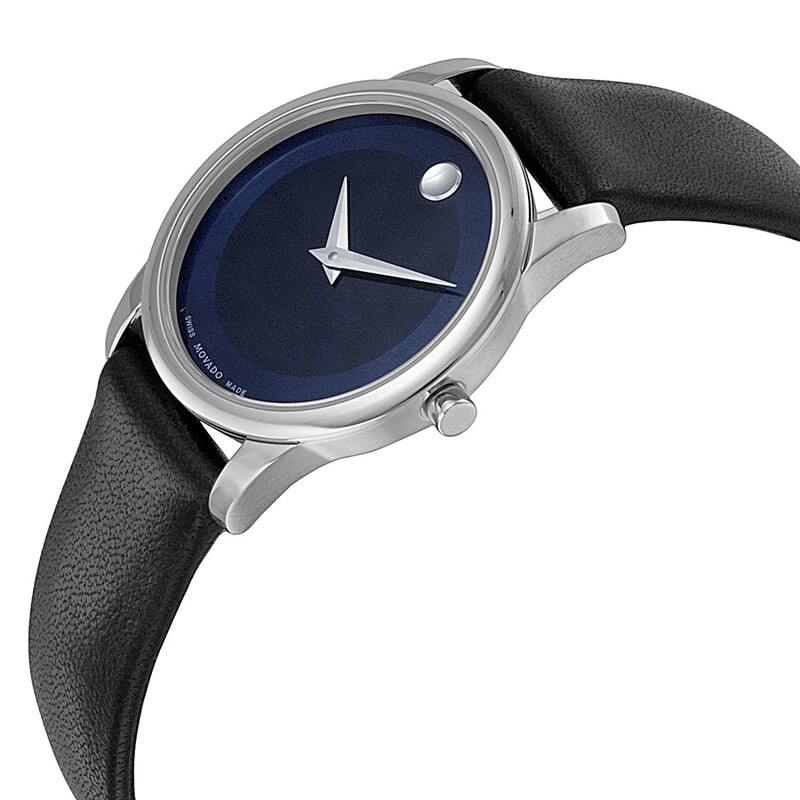 Movado Museum Blue Dial Stainless Steel Case Black Leather  display picture 2