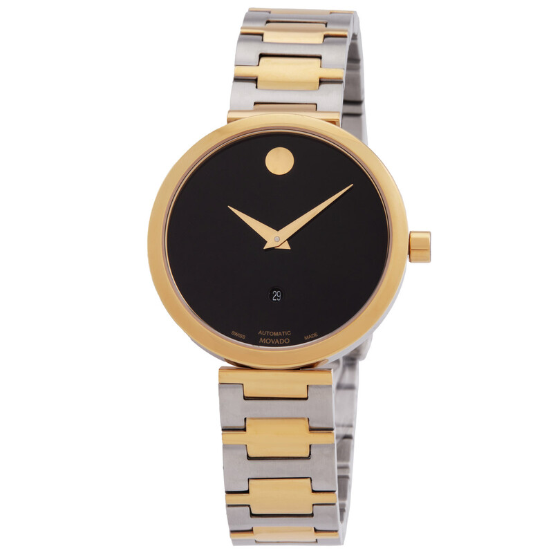 Movado Museum Classic Automatic Black Dial Two-Tone Ladies Watch