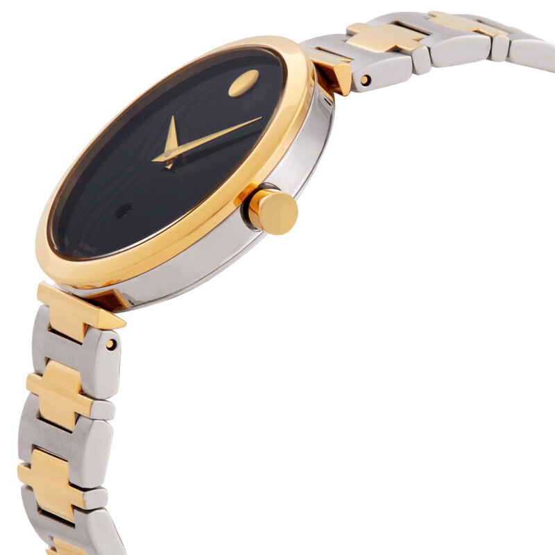 Movado Luxury Ladies Watch Two-Tone Bracelet Black Round Dial Gold-Tone Hands Movado Women main image 3
