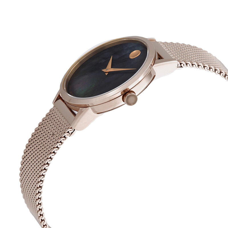 Movado Museum Classic Black Mother of Pearl Dial Ladies Watch 0607426 ...