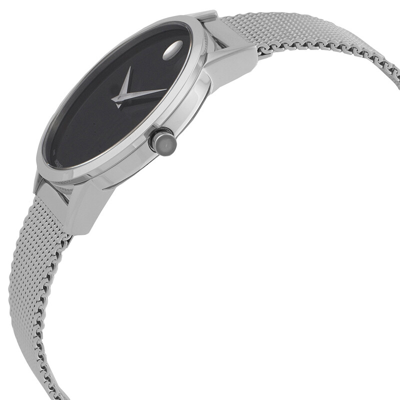 Movado Museum Quartz Black Dial Stainless Steel Ladies Mesh Watch Women Crystal Movado Museum Quartz Black Dial Stainless Steel Ladies Mesh  main image 2