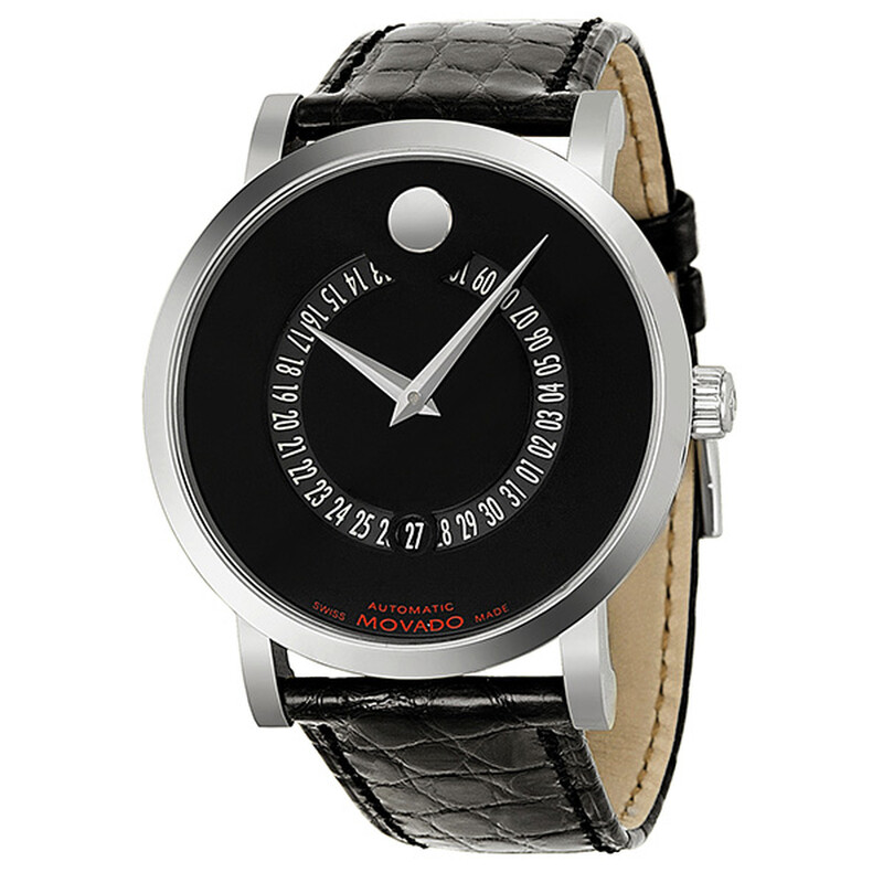 Movado Red Label Automatic Animated Date Black Dial Men's Watch