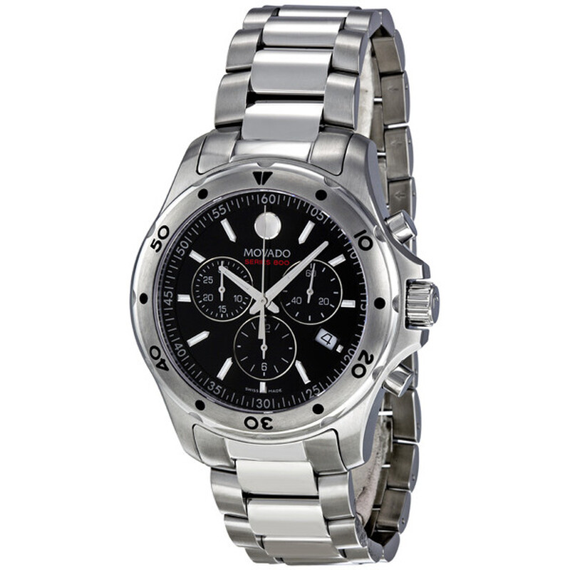 Movado Series 800 Chronograph Quartz Black Dial Men's Watch