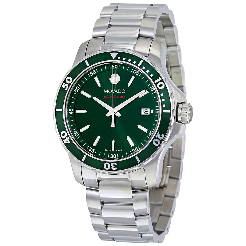 Movado Series 800 Green Dial Stainless Steel Men's Watch 2600136