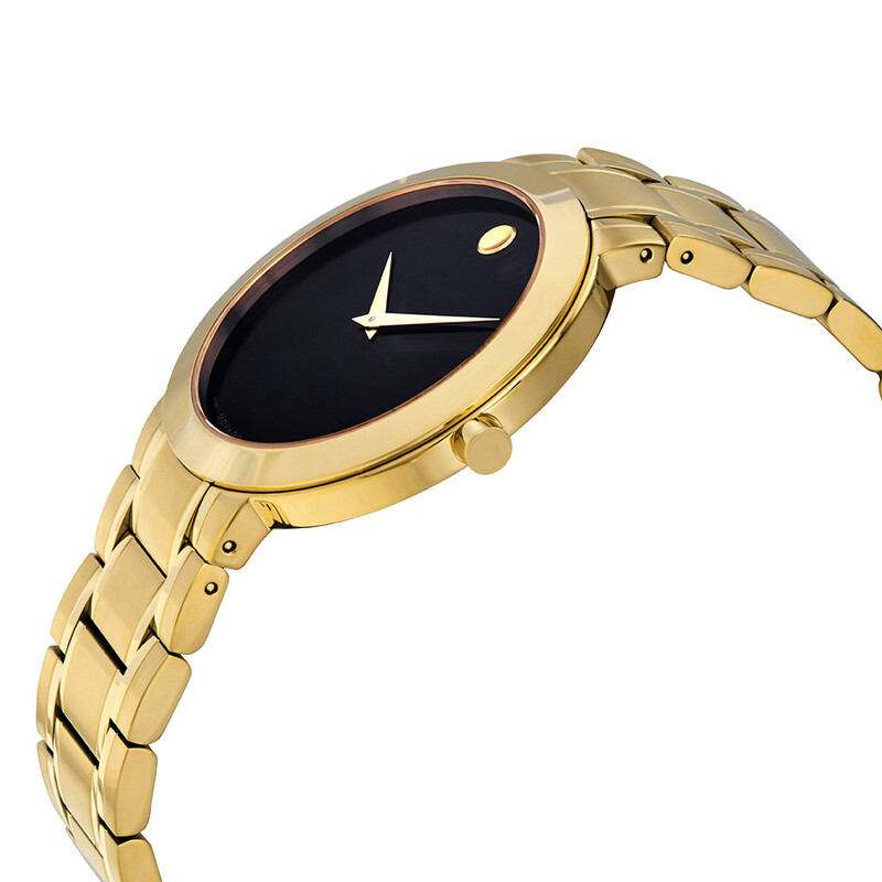 Movado Stiri Quartz Black Dial Yellow Gold PVD Men's Watch 0607279
