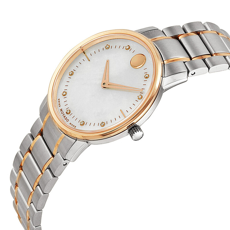 Movado Thin Classic Mother of Pearl Two Tone Stainless Steel Ladies ...