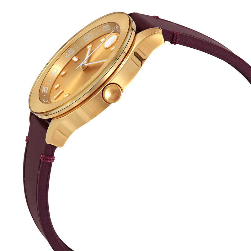 Movado Trend Gold Metallic Dial Red Silicone Ladies Watch 3600717 ...