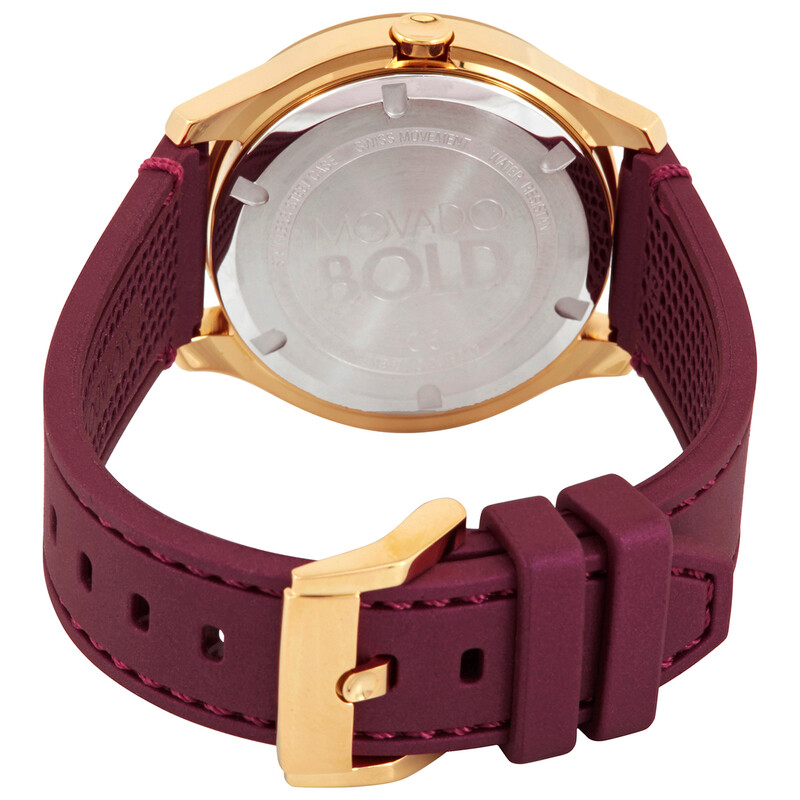 Movado Trend Gold Metallic Dial Red Silicone Ladies Watch 3600717 ...