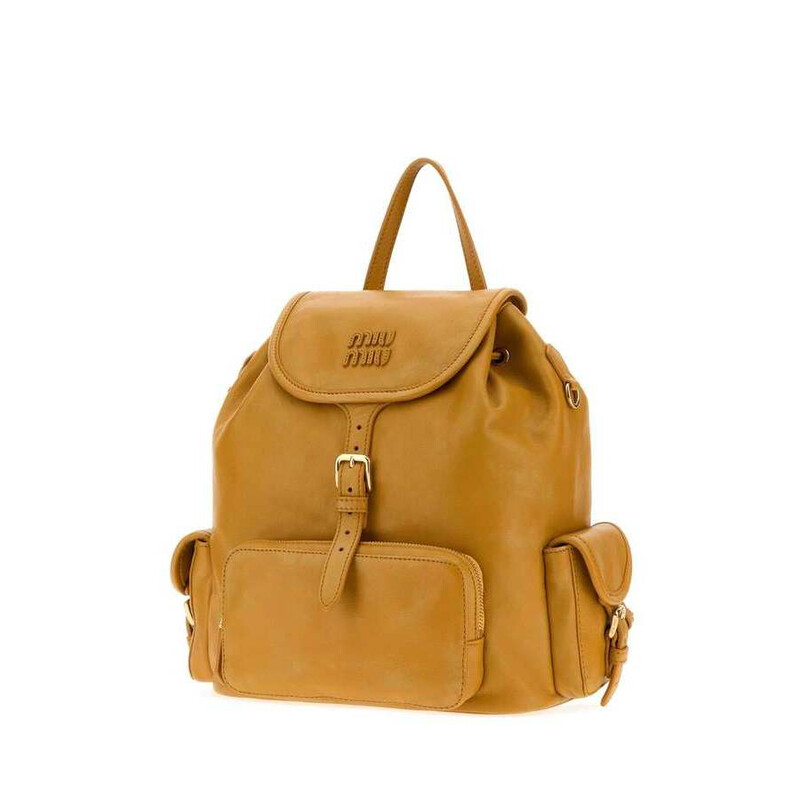 Miu Miu Mustard Nappa Leather Backpack Whisky Zaini 5BZ042AF6P