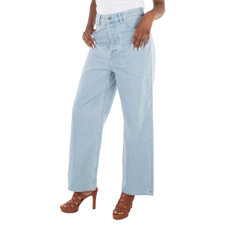 Nanushka Sun Bleach Josine Wide-Leg Denim Jeans, Waist Size 27 