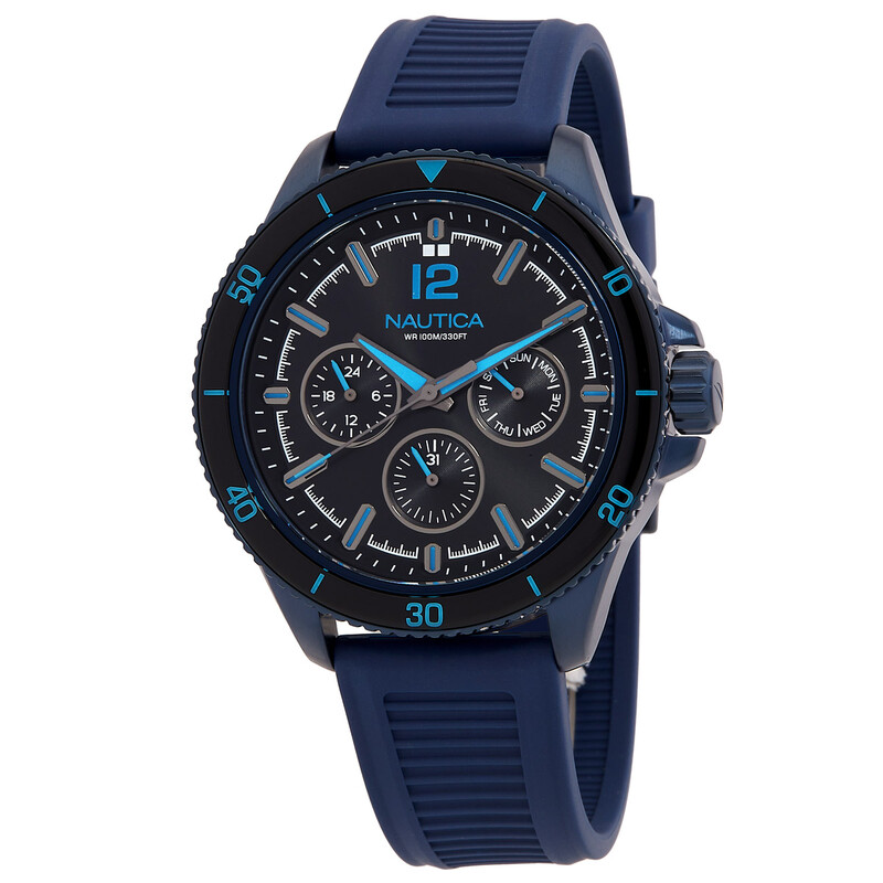 Nautica Nct Windros Multifunction Quartz Black Dial Men display picture 2