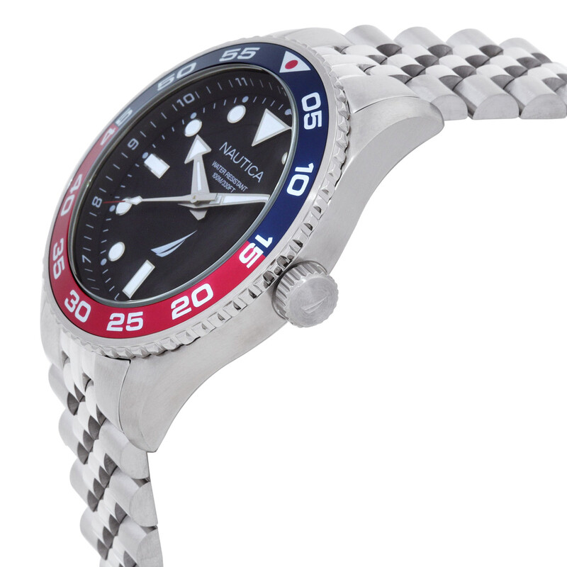 Nautica Pacific Beach Quartz Black Dial Pepsi Bezel Men