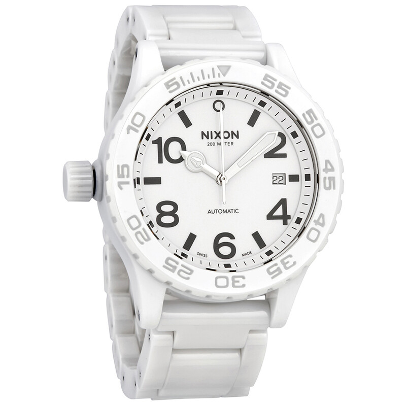 Nixon Ceramic 42-20 Lefty Automatic White Dial Men's Watch