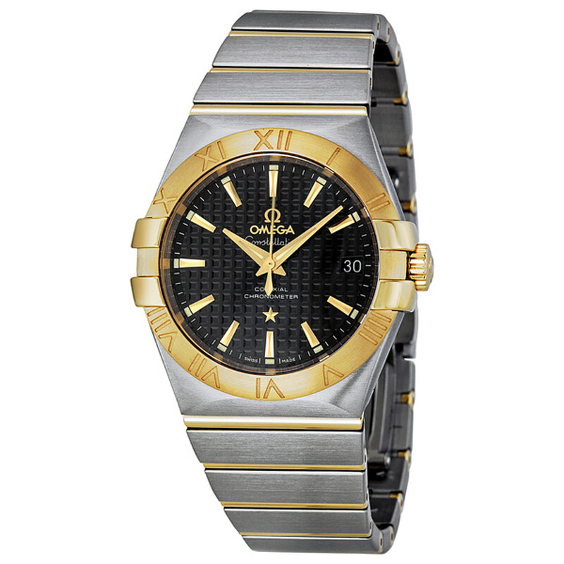 Omega Constellation Black Dial Stainless Steel and Yellow Gold