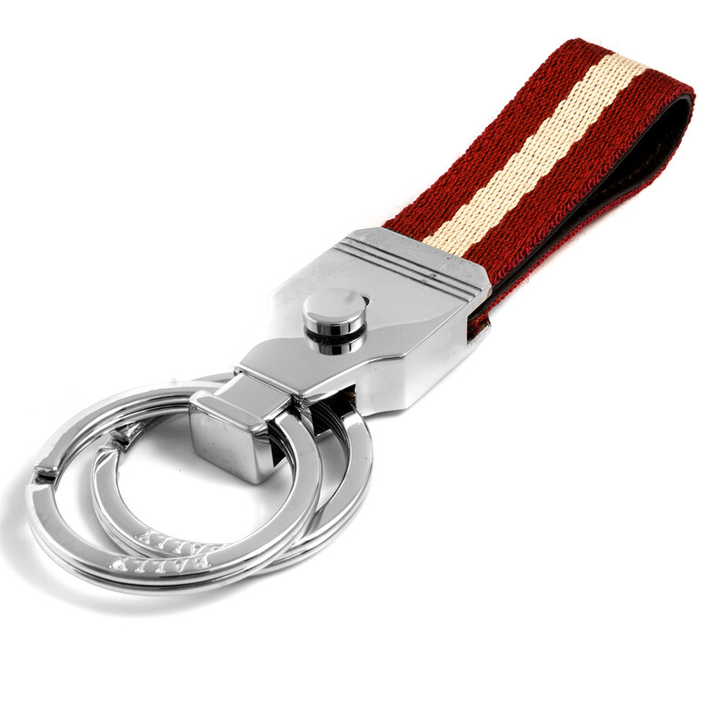 Bally Open Box - Bally Palladium Men's Liron Striped Strap Keyring