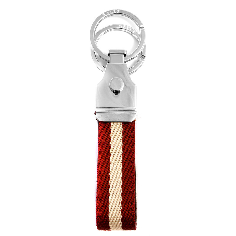 Bally Open Box - Bally Palladium Men's Liron Striped Strap Keyring