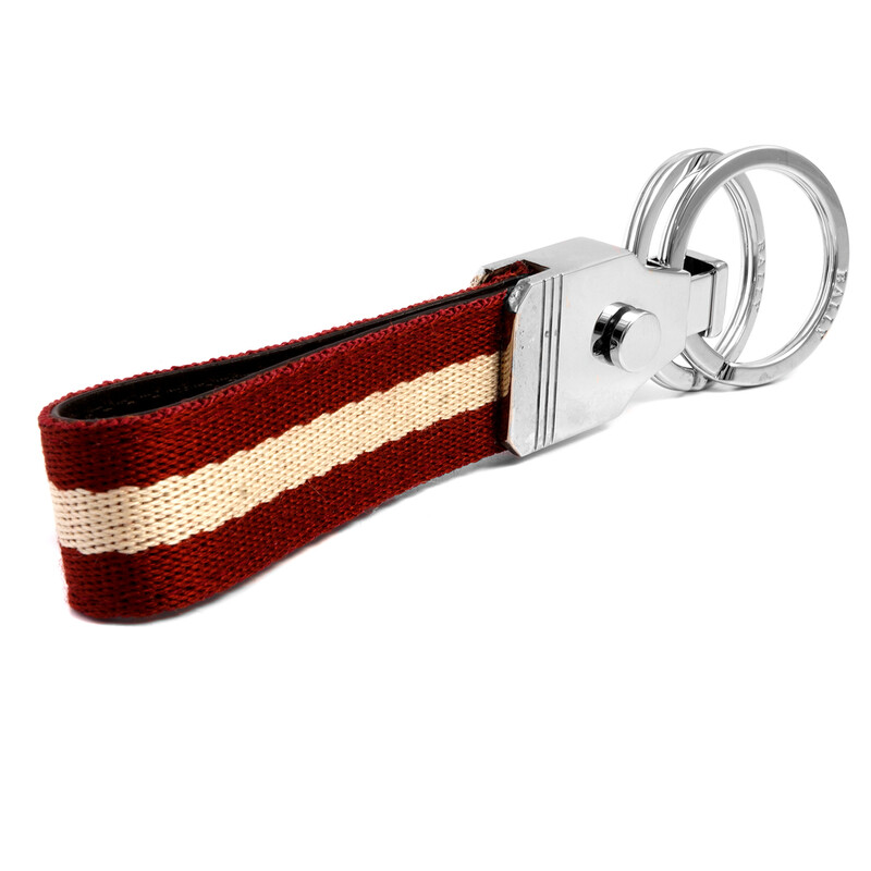 Bally Open Box - Bally Palladium Men's Liron Striped Strap Keyring