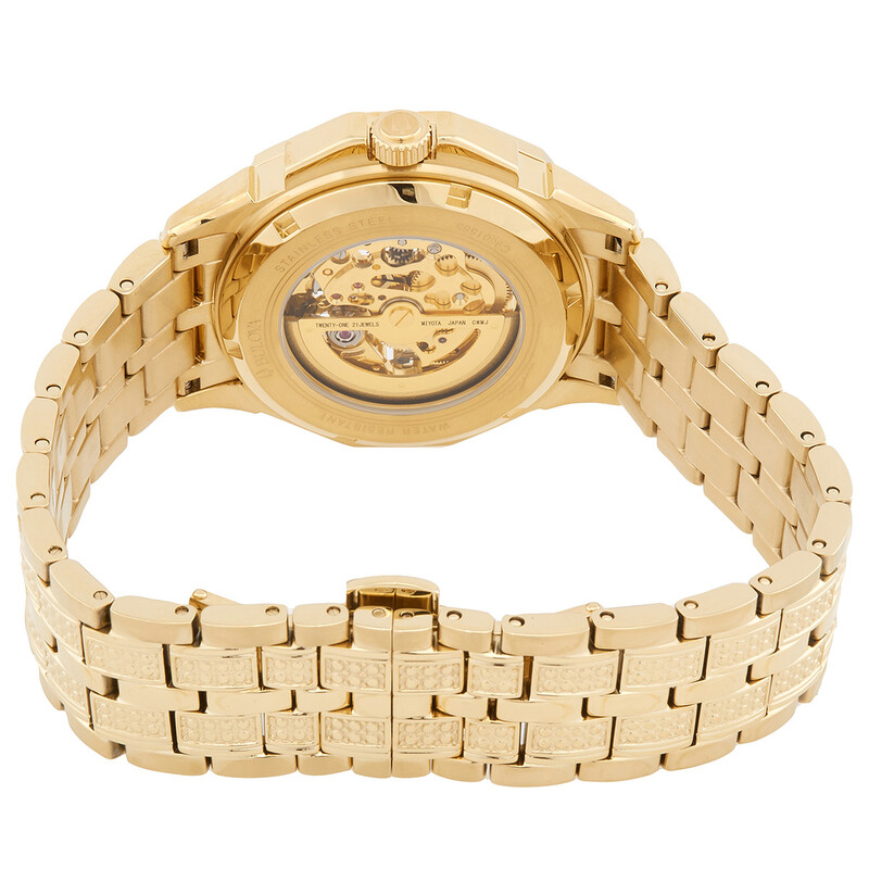 Open Box - Bulova Octava Automatic Crystal Gold Skeleton Dial Men's Watch 98A292 - 546x546 Image #3