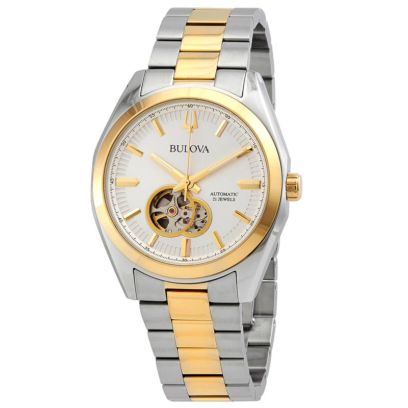 Bulova Open Box - Bulova Surveyor Automatic Silver Dial Two-tone Men's ...