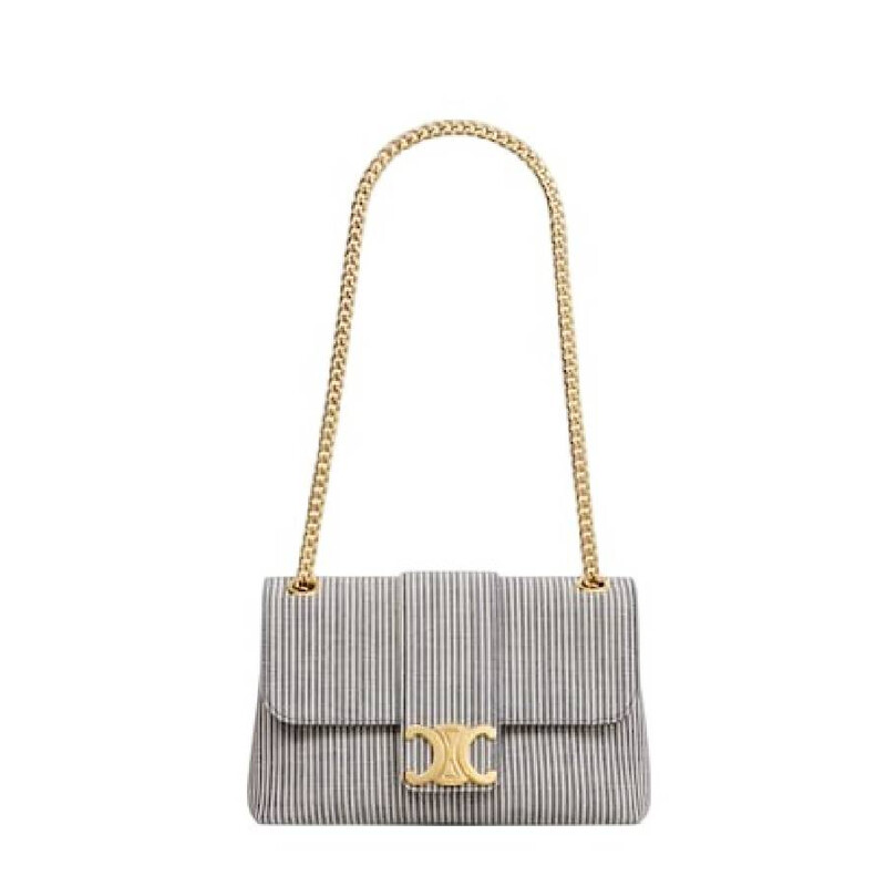 Celine Open Box - Celine Medium Victoire Bag In Striped Textile